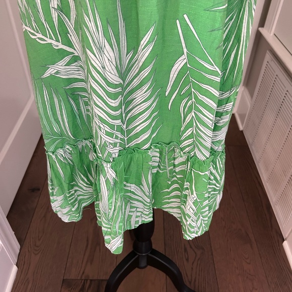 NWT! Mlle Gabrielle Woman’s Green & White Tropical Leaf Print Midi Dress. Sz L - Picture 7 of 14